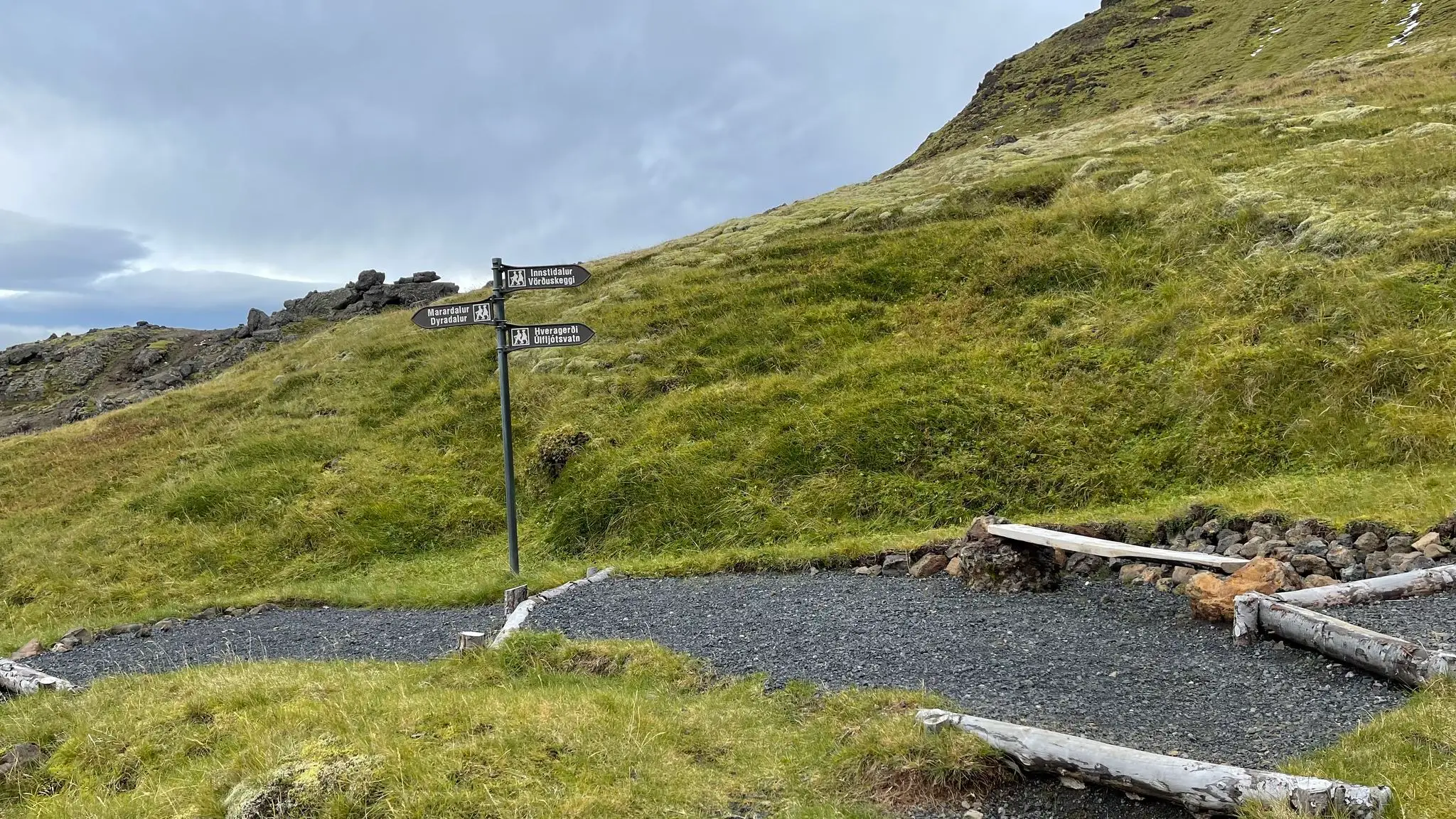 Follow signs for Vörðuskeggi / Innstidalur