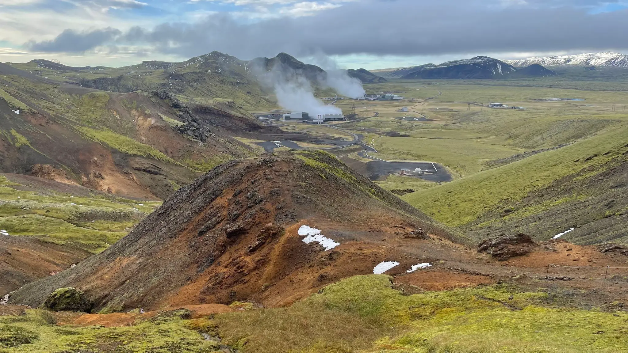 Looking back at the power plant and Hellisheiði
