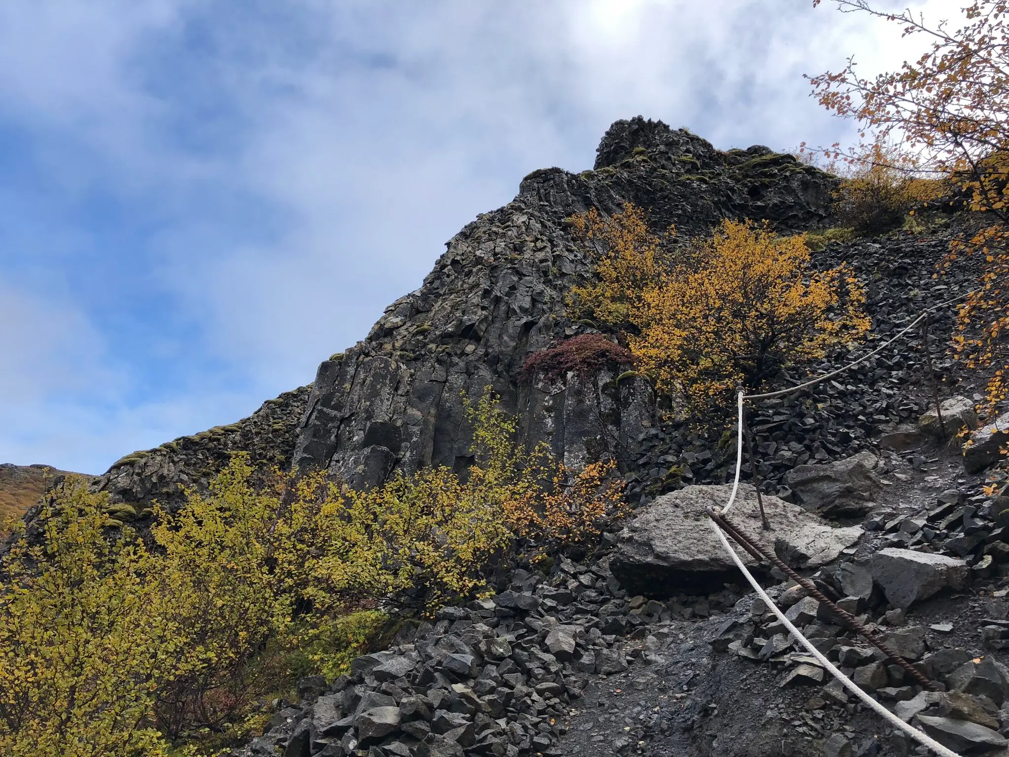 Steep, talus filled trail