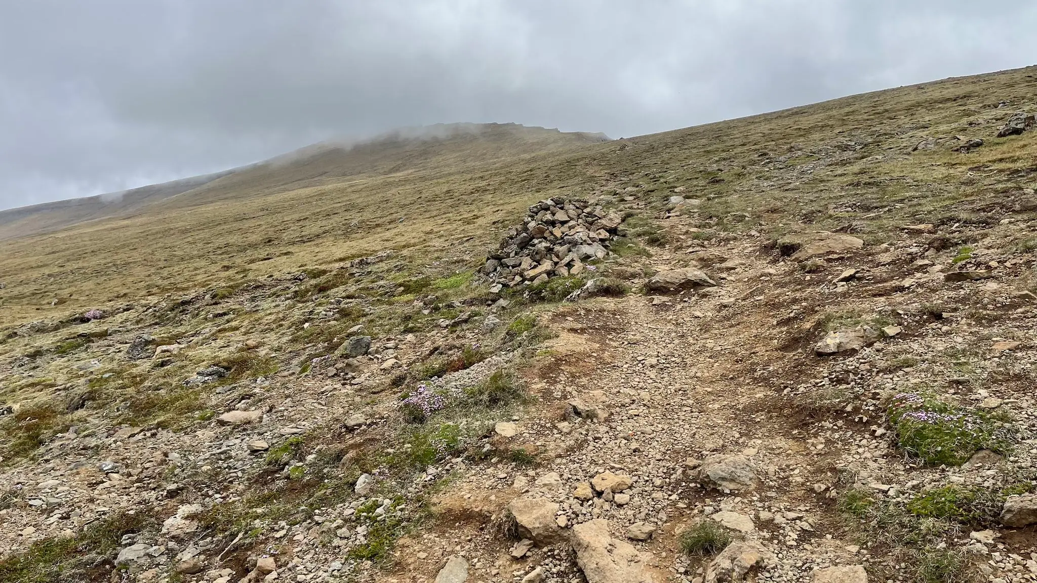 Well defined trail marked by cairns