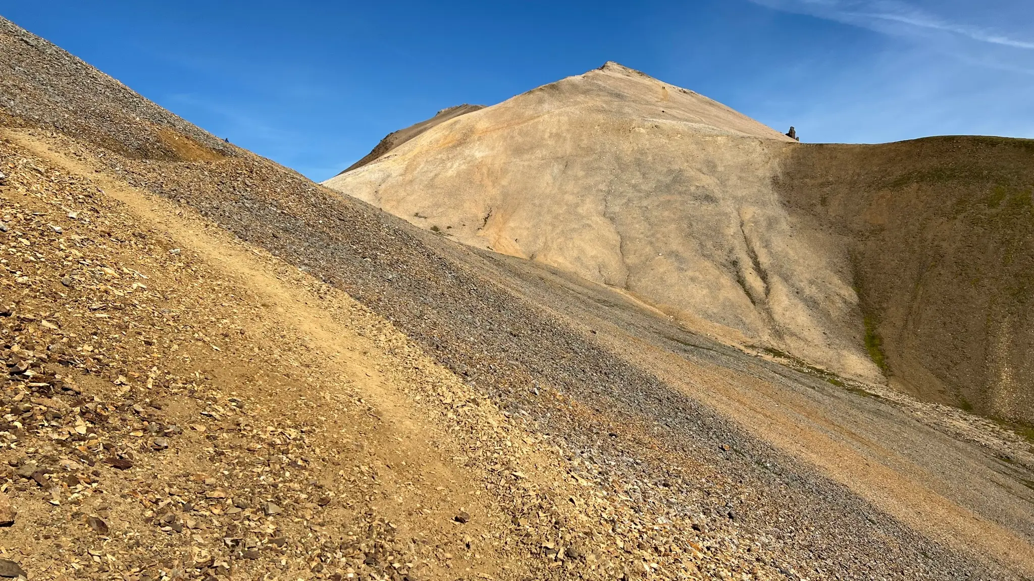 Trail across the steep, rubble filled slope