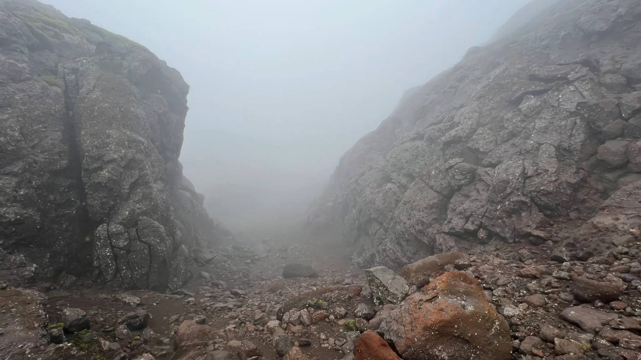 Rocky gully on the summer path