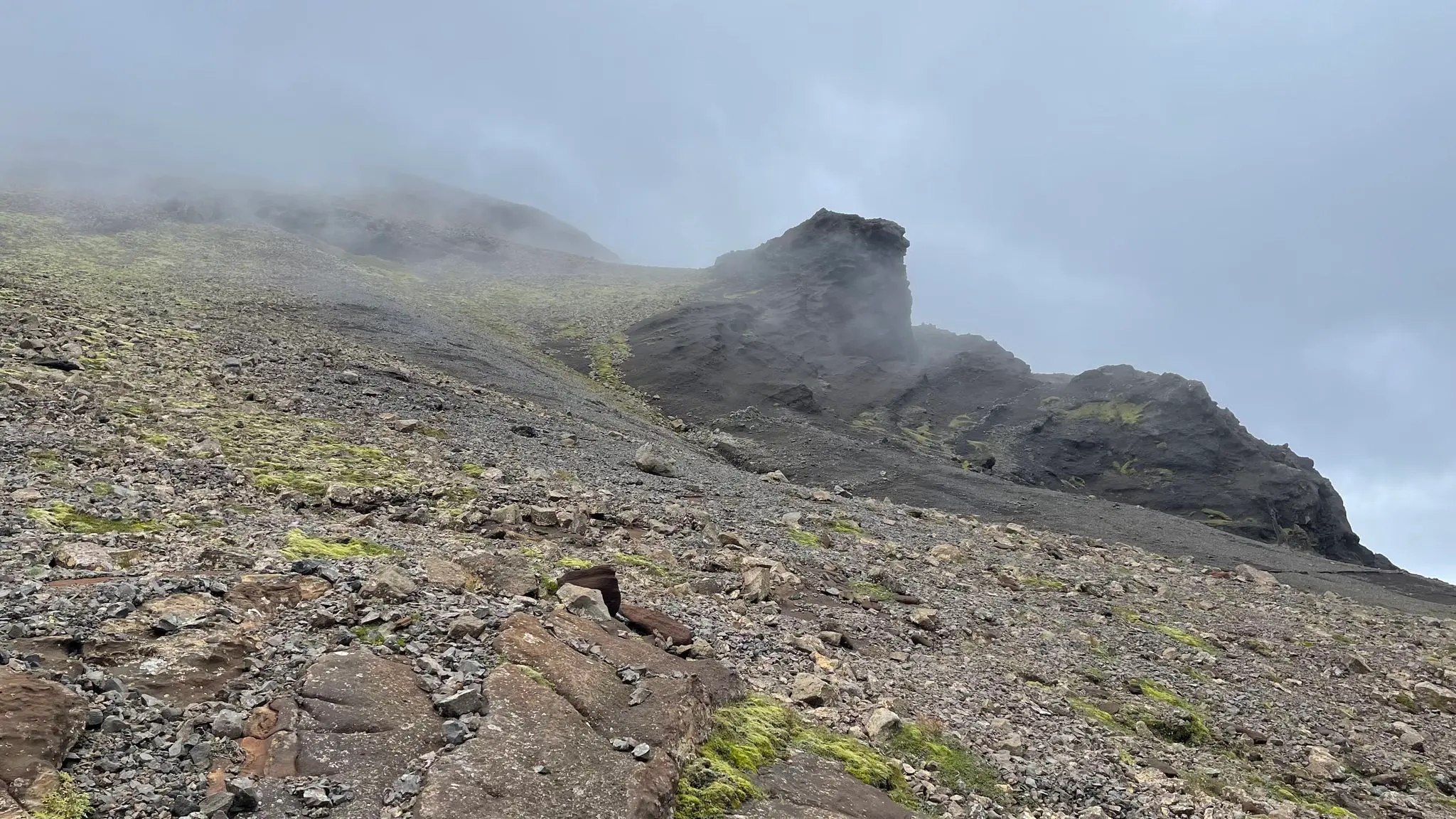 Rock outcrops to the east