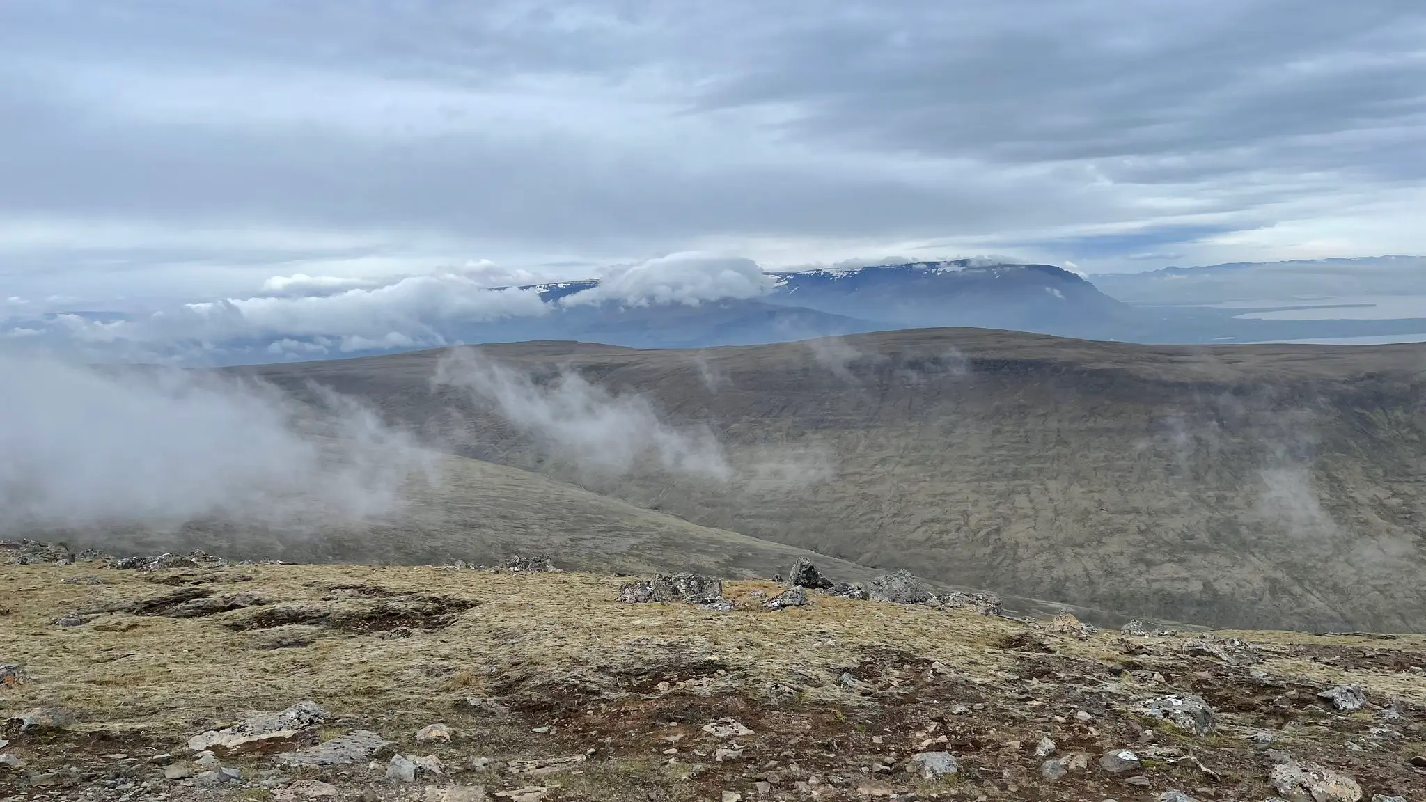 View south with Esja range in the background