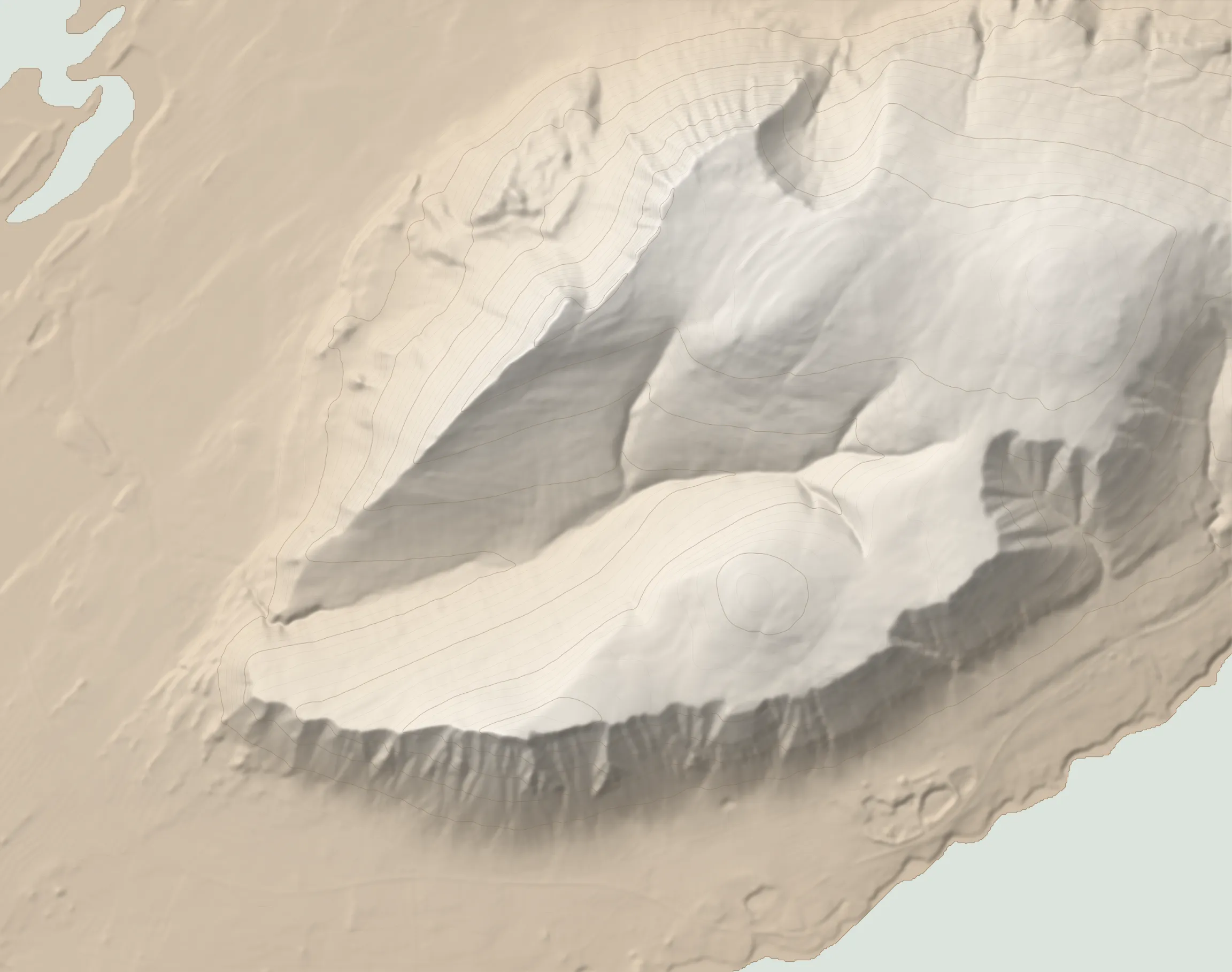 Shaded-relief map of the Akrafjall circle hike with the GPS track