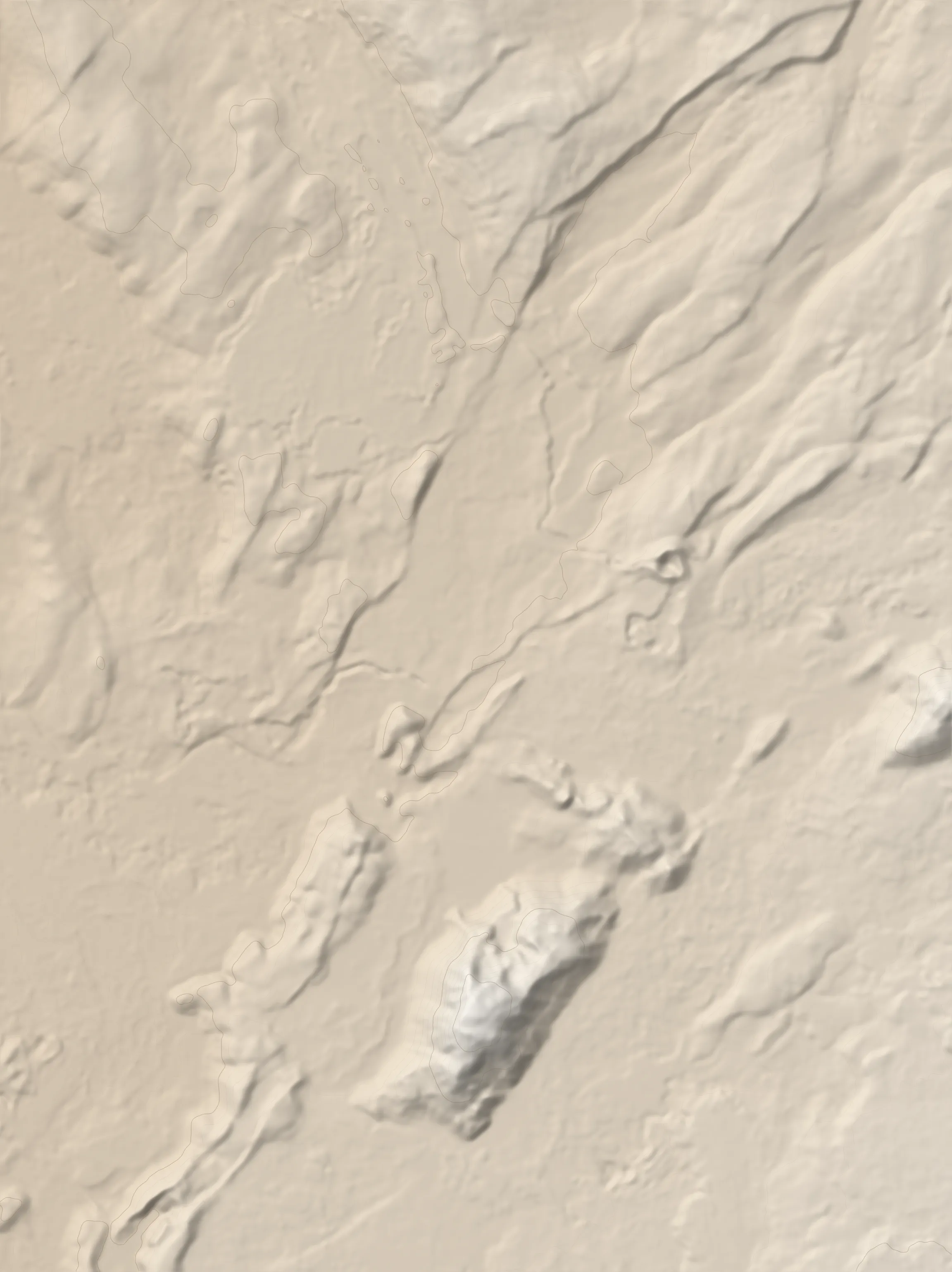 Shaded-relief map of the Búrfell - Helgafell hike with the GPS track