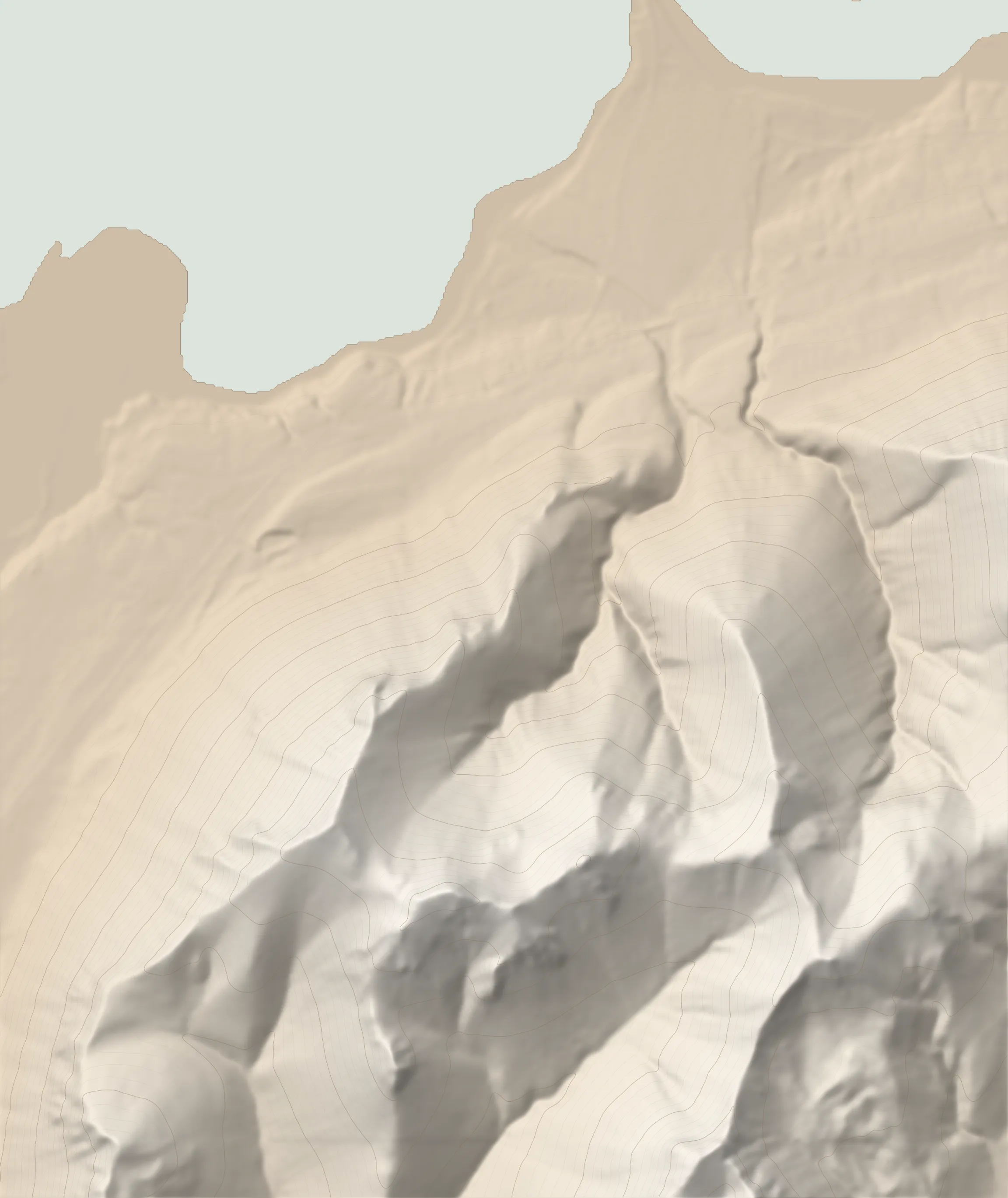 Shaded-relief map of the Hafnarfjall hike with the GPS track