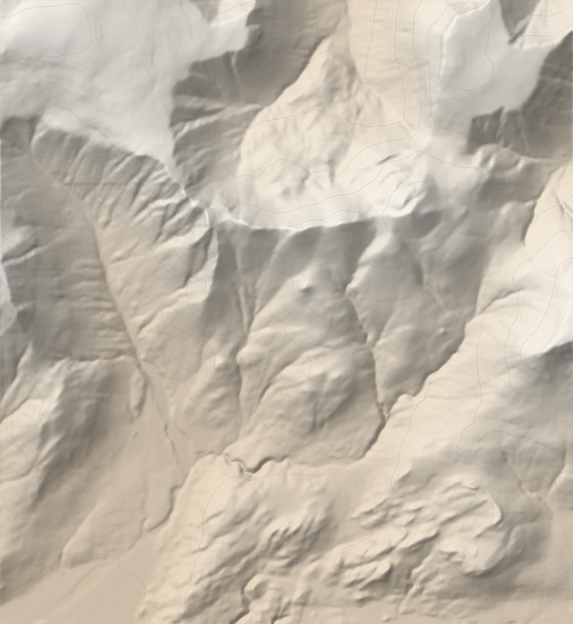 Shaded-relief map of the Móskarðshnjúkar circular hike with the GPS track