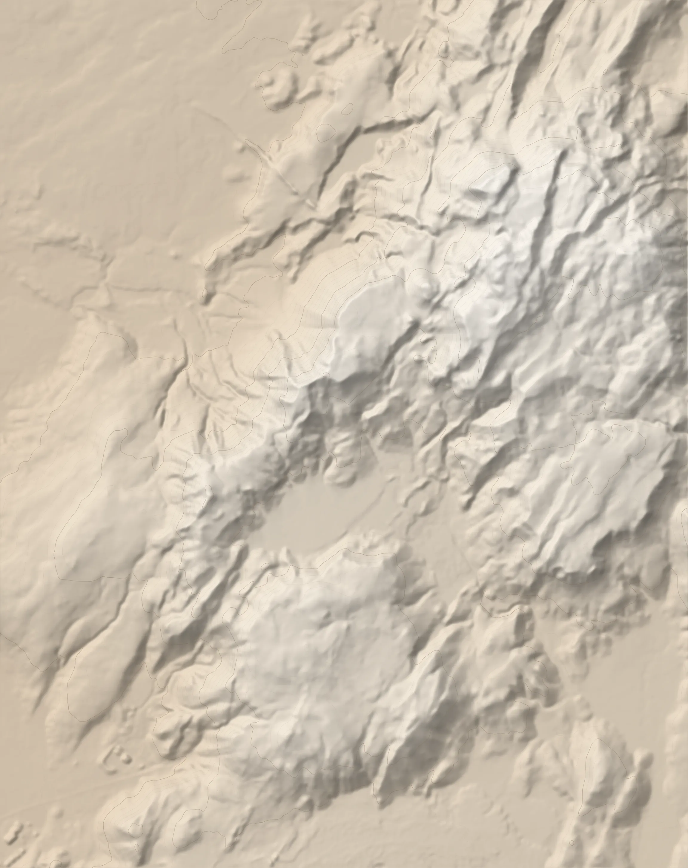 Shaded-relief map of the Vörðuskeggi from Hellisheiði hike with the GPS track